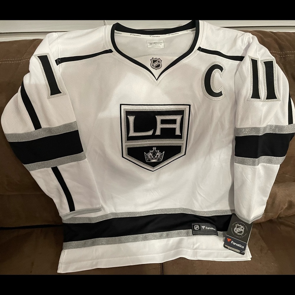 Fanatics Los Angeles Kings White Black and Silver NHL Jersey with Captain C